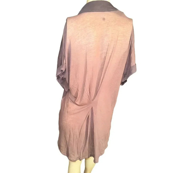 Lush Clothing smoky LavenderSheer Collared Blouse Size M Short Sleeve Casual Top - Picture 3 of 7